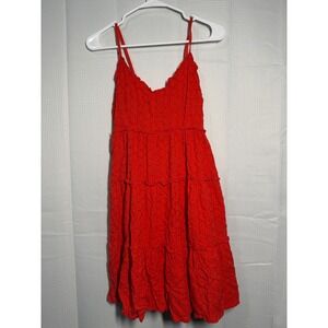 SIM‎ & SAM Red Embroidered Tiered Sundress Spaghetti Strap Mini Size M